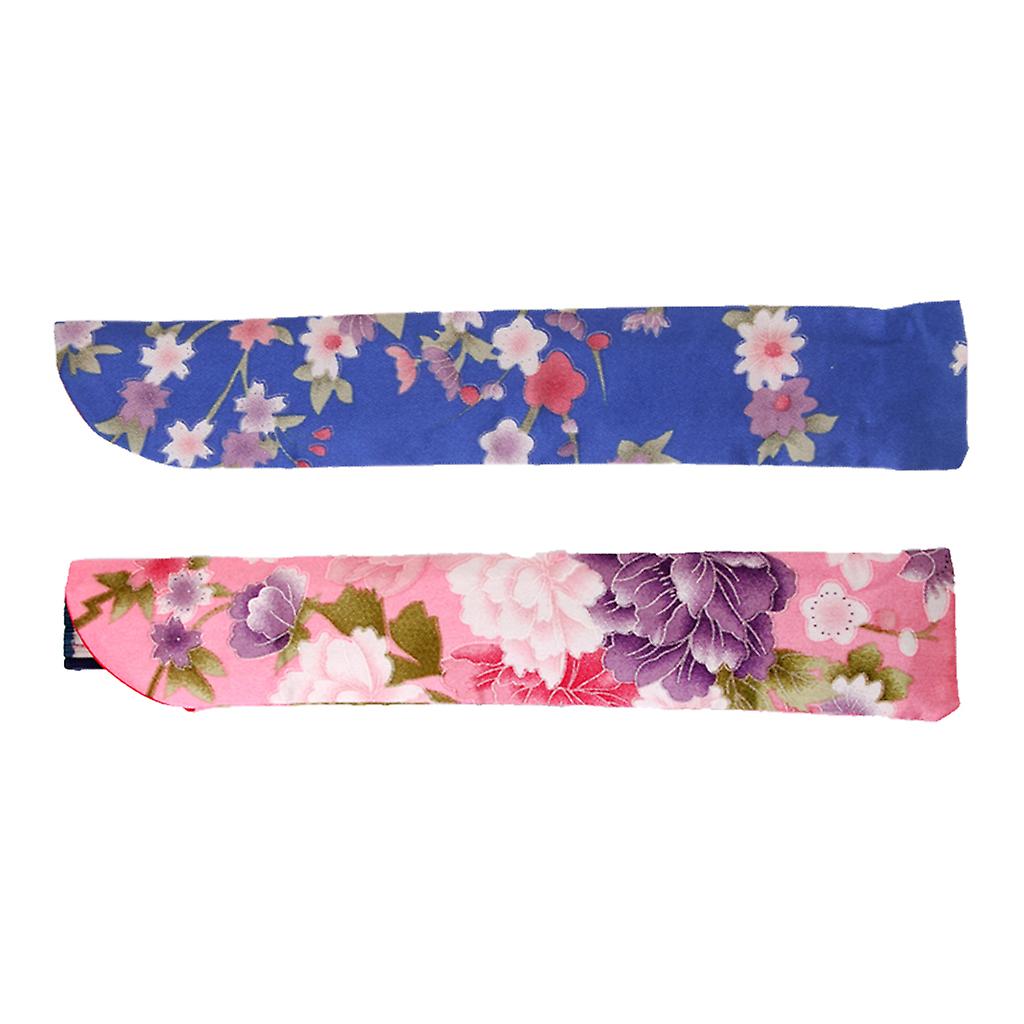 2packs Floral Printed Hand Folding Fan Bag Holder Protector Pouch Non-woven