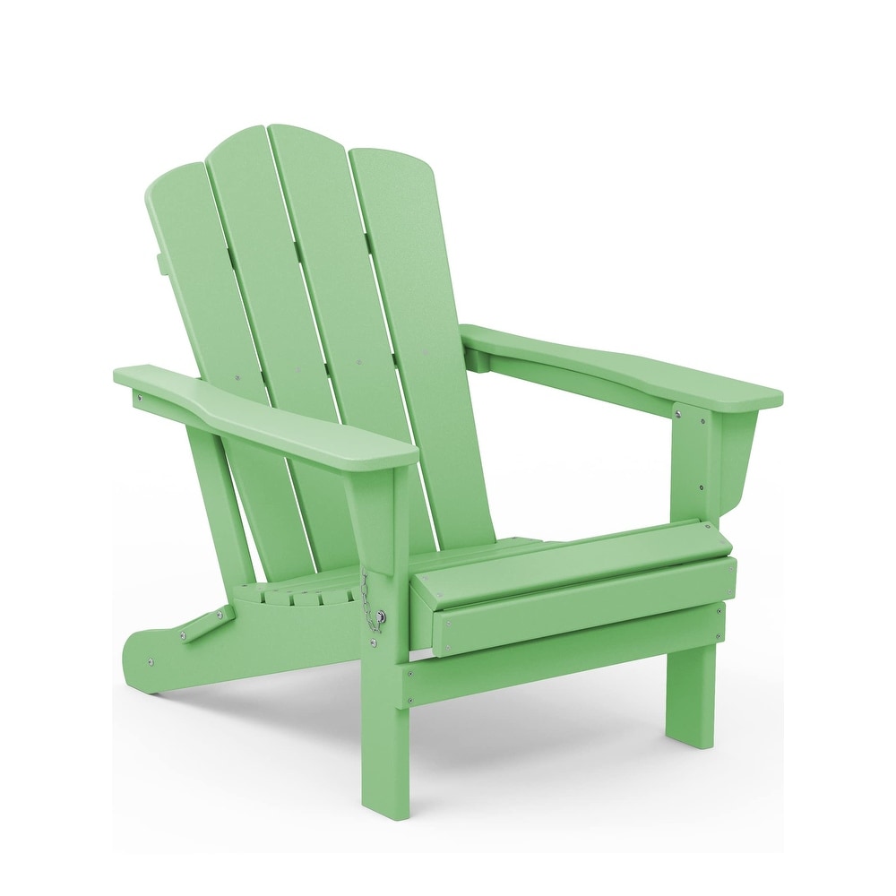 Plastic Folding Outdoor Patio Adirondack Chair With Slat Seat