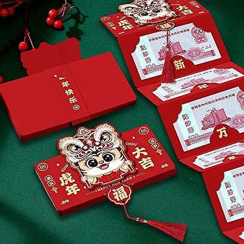 Foldable Chinese Red Envelopes 2022 Chinese Year Of The Tiger Lucky Money Packets 6 Card Slot Red Packet，  - 6 Cards Moe Of Tiger