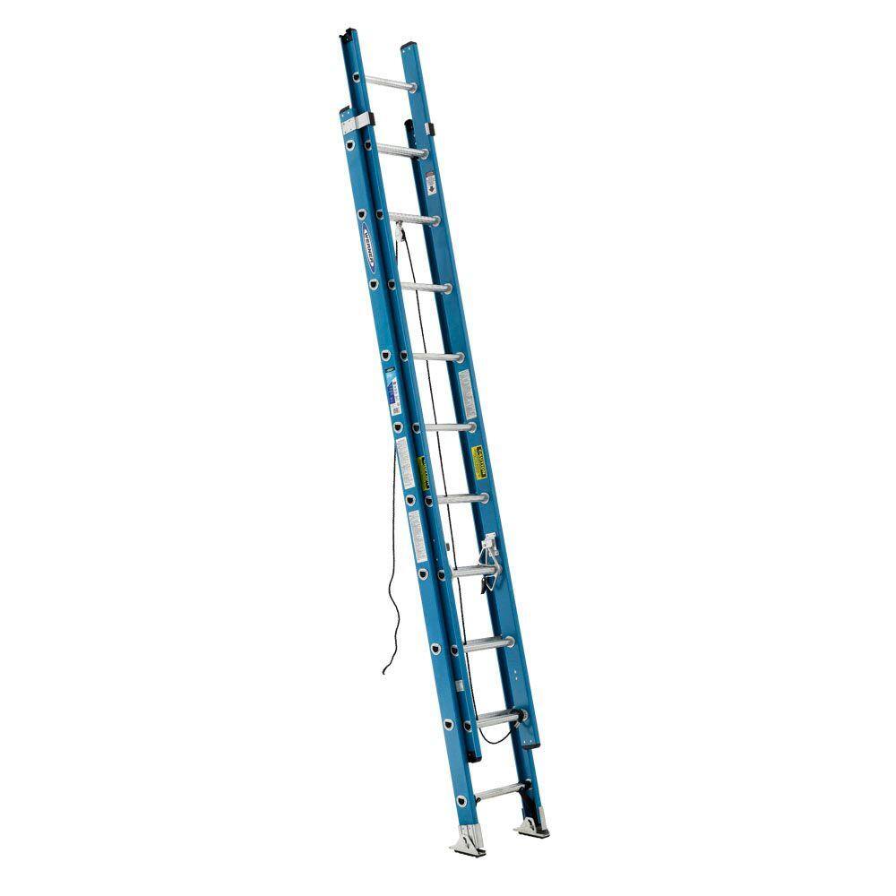 Werner 20 ft. Fiberglass Extension Ladder with 250 lb. Load Capacity Type I Duty Rating FE1020-2