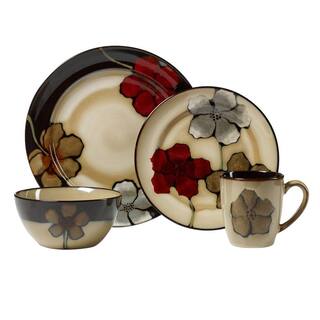 Pfaltzgraff Painted Poppies 16-Piece Casual Assorted Stoneware Dinnerware Set (Set for 4) 5217165