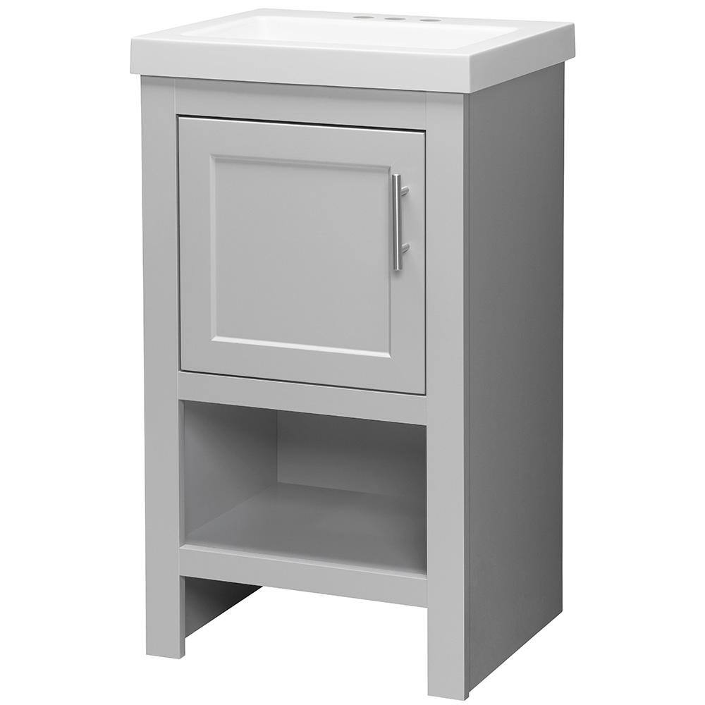 Glacier Bay Spa 18.5 in. W x 16.2 in. D x 33.8 in. H Freestanding Bath Vanity in Dove Gray with White Cultured Marble Top PPSPADVR18