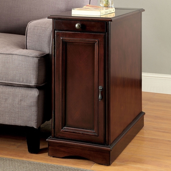 Wooden Side Table with Storage Cabinet