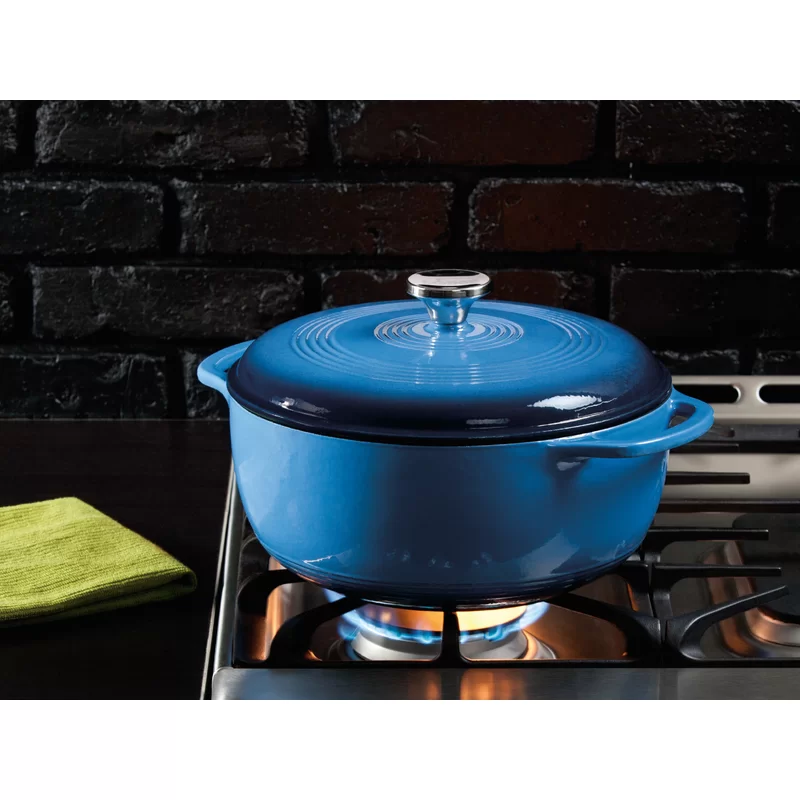 Lodge EC4D33 Enameled Cast Iron Dutch Oven， 4.5-Quart， Caribbean Blue