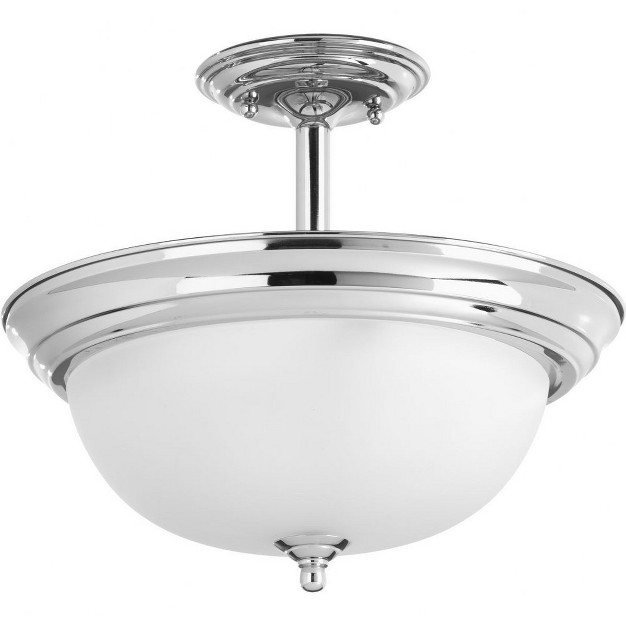 Progress Lighting Melon Collection 2 light Semi flush Mount Brushed Nickel Dome Shaped Glass