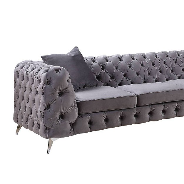 Wugtyx Sectional Sofa Dark Gray Velvet Acme Furniture