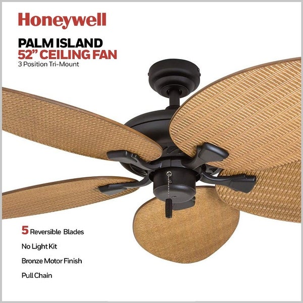 Honeywell Palm Valley Bronze Tropical Ceiling Fan with Palm Leaf Blades - 52-inch Shopping - The Best Deals on Ceiling Fans | 27985755