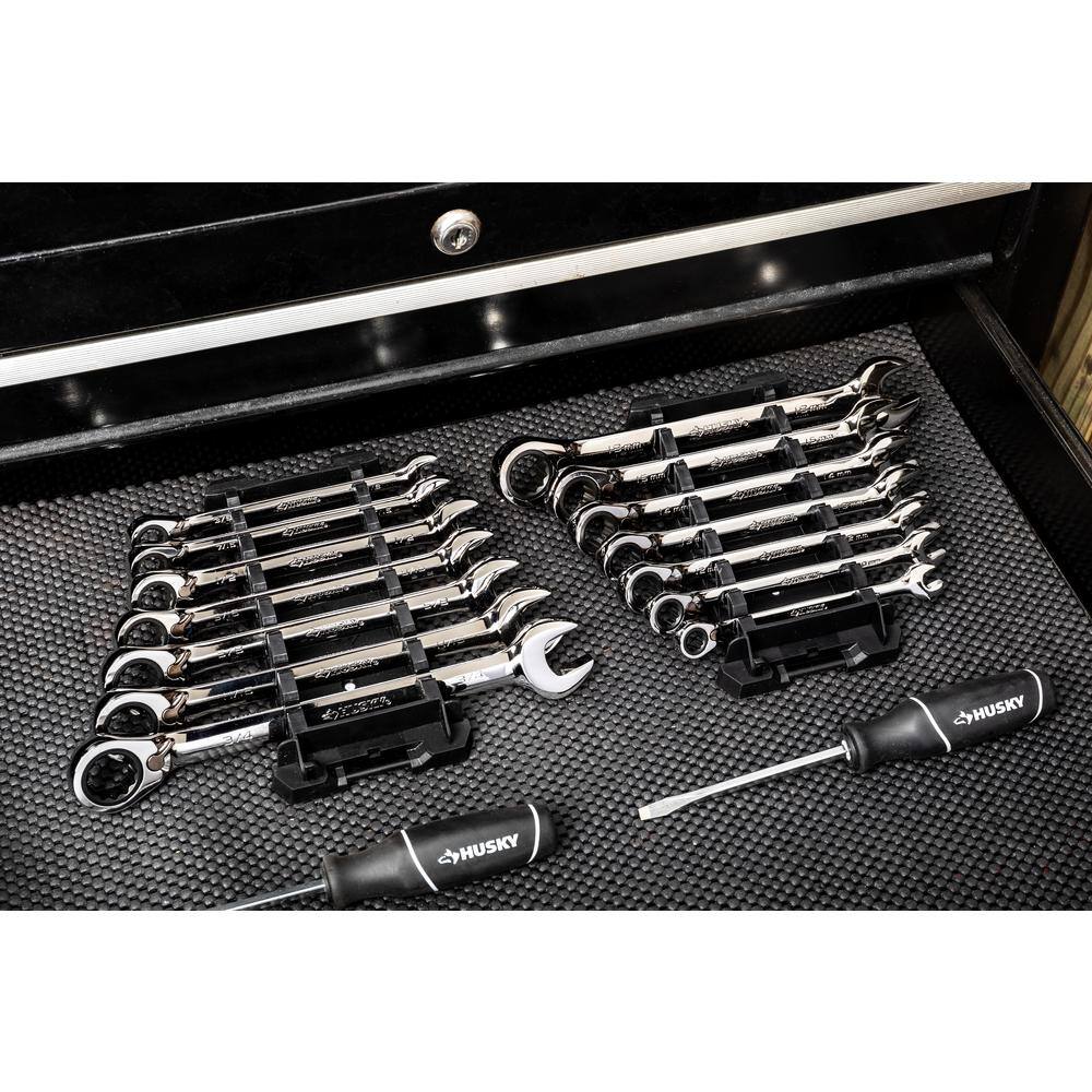 Husky Reversible Ratcheting SAE Combination Wrench Set (7-Piece) HRRW7PCSAE