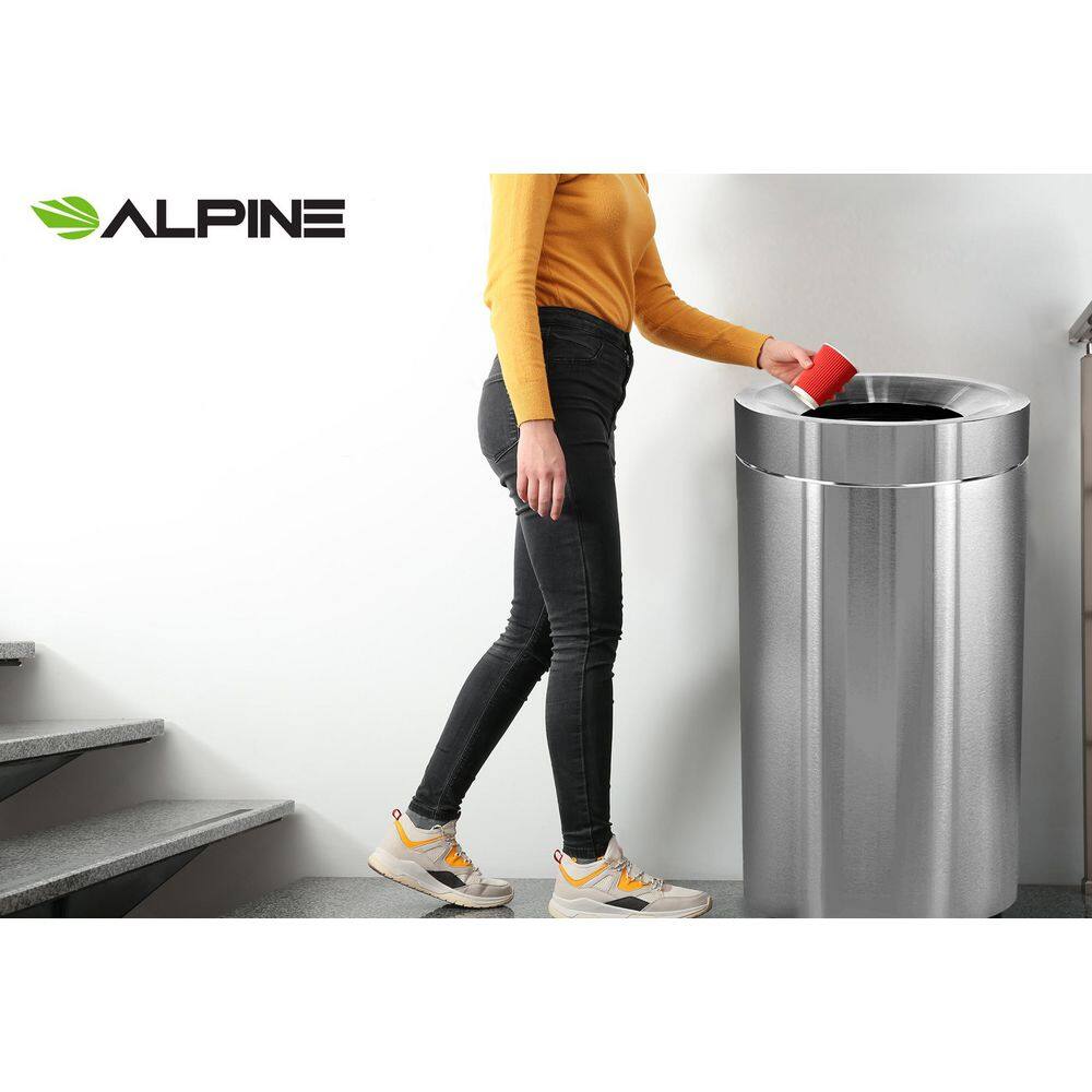 Alpine Industries 50 Gal. Stainless Steel Open Top Commercial Indoor Trash Can (2-Pack) 475-50-2PK