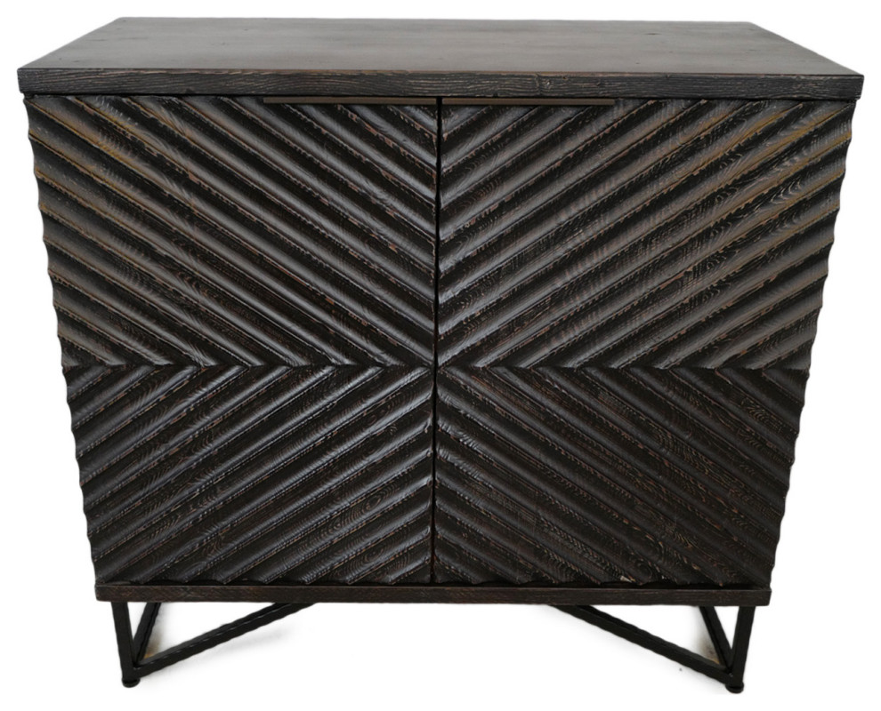 Ebony Geometric Wood Cabinet   Industrial   Accent Chests And Cabinets   by Design Mix Furniture  Houzz