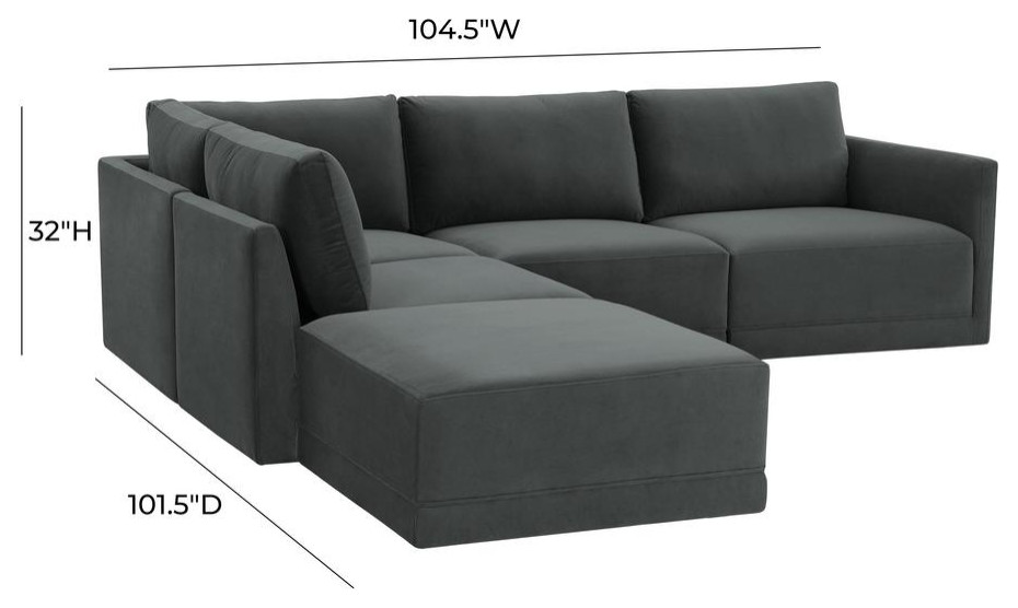 Willow Charcoal Modular LAF Sectional   Contemporary   Sofas   by BisonOffice  Houzz