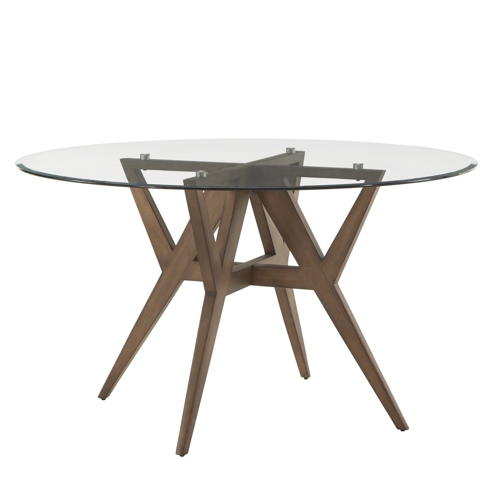 Sheeba Round Mid Century Modern Walnut Base Dining Table by iNSPIRE Q Modern