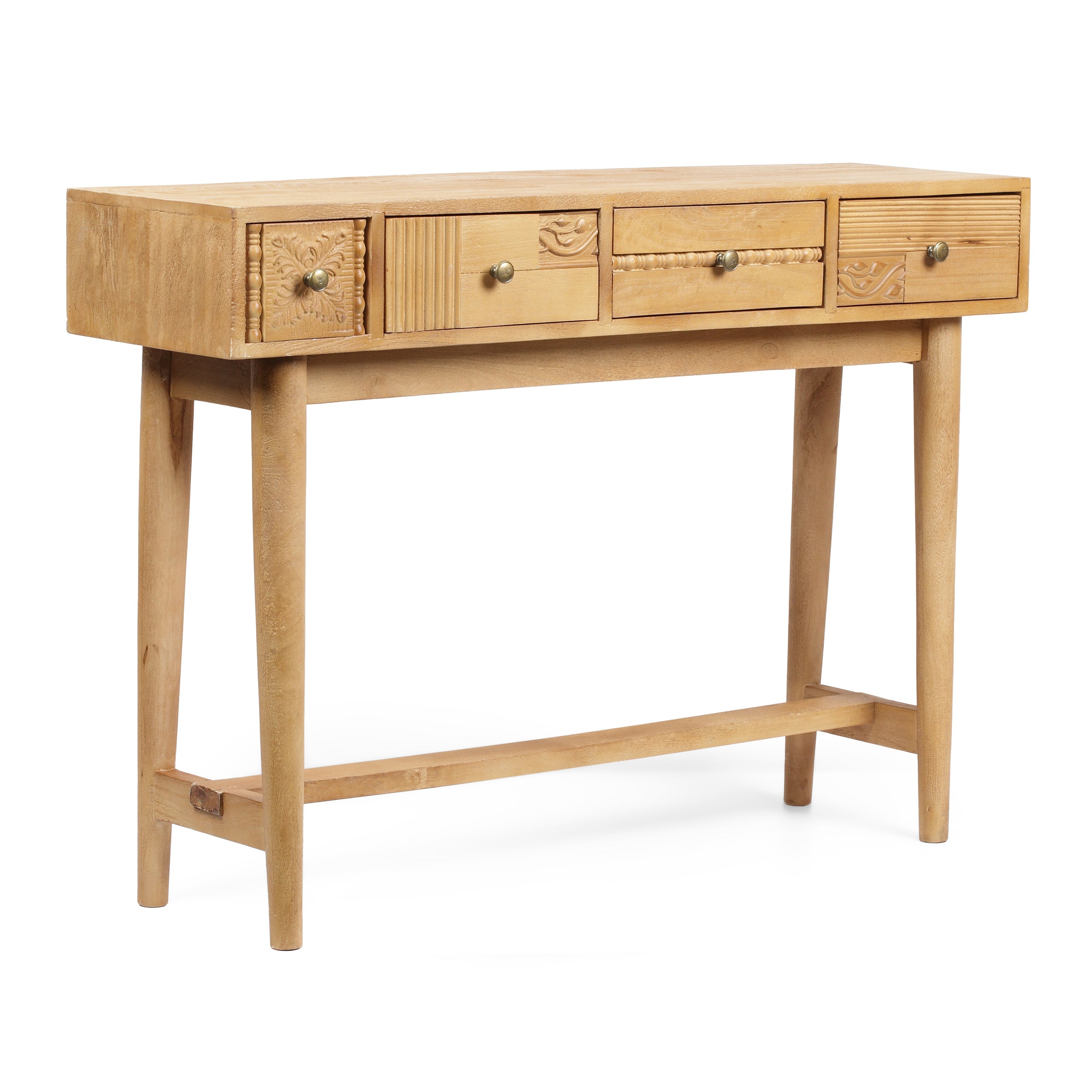 Lithonia Warthen Boho Handcrafted 4 Drawer Console Table, Natural