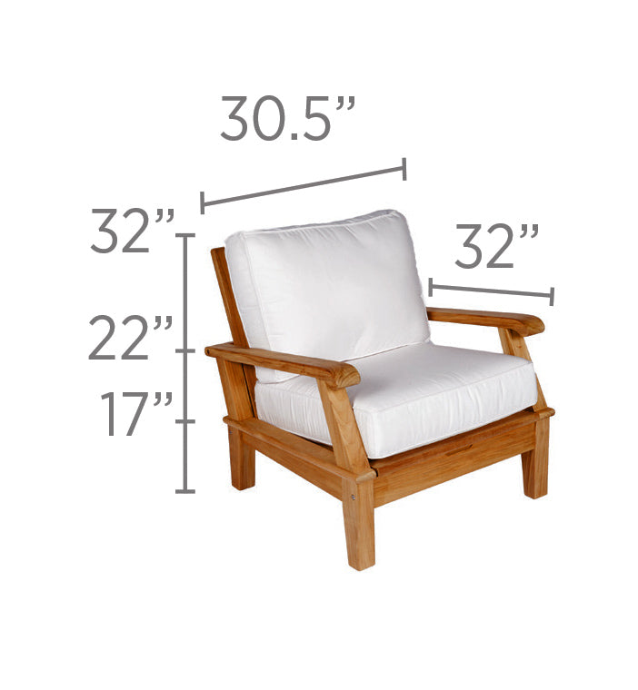 Miami Teak 4pc Outdoor Patio Seating Set