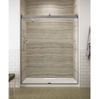 KOHLER Levity 59.625 in. W x 74 in. H Frameless Sliding Shower Door in Bright Silver with Blade Handles K-706009-L-SH