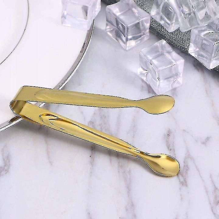 Stainless Steel Ice Tongs， Serving Tongs， Bbq Tongs， Kitchen Tongs， Sugar Tongs， Food Cookie Tongs， 6pcs Party Bar (gold)