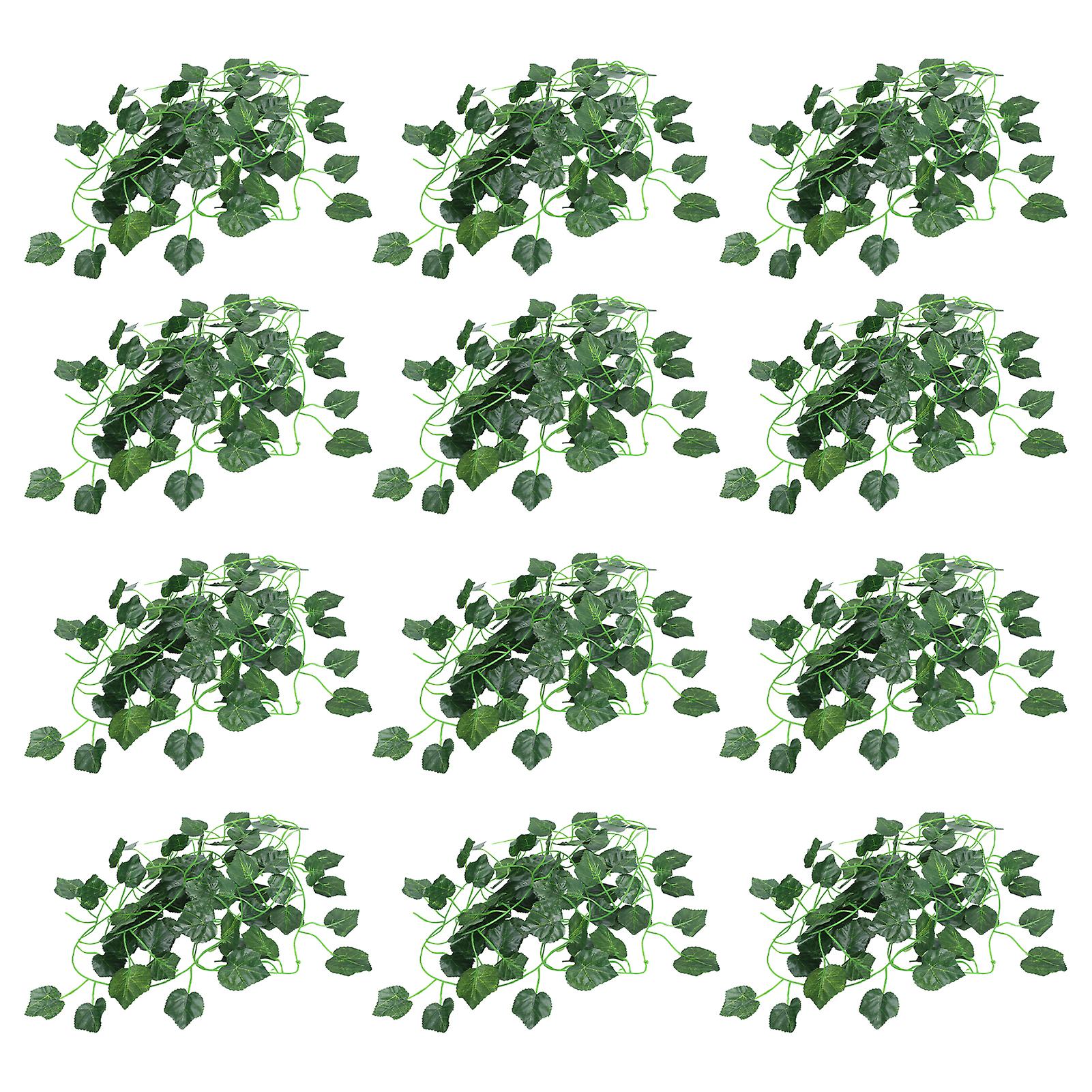 12pcs Plastic Rattan Diy Green Leaf Decoration For Fence Swing Door Wedding Partygrape Leaves