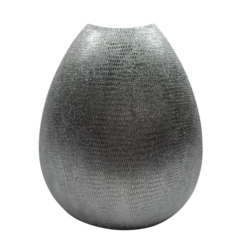 10 Inch Silver Ceramic Vase