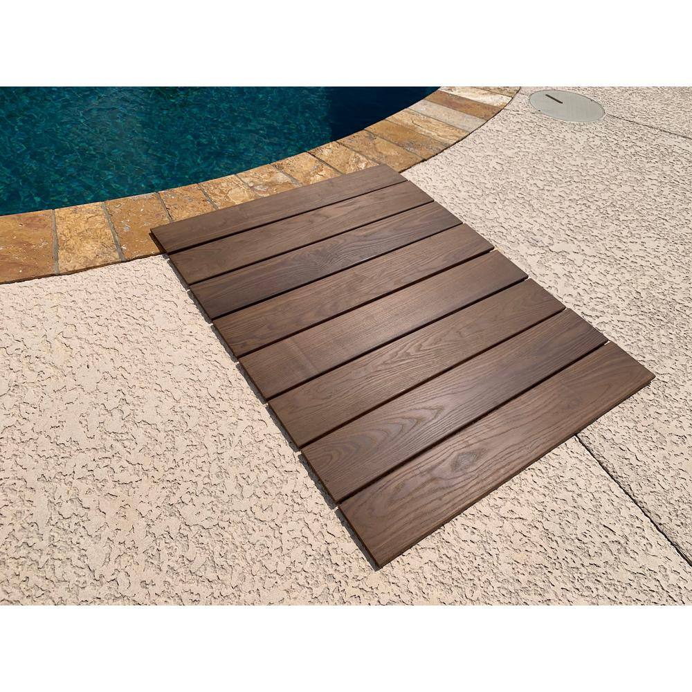 32 in x 42 in Thermo-Treated Wood RV Wood Rugs Camping Pads RV Mats in Brown RichM801WRug01