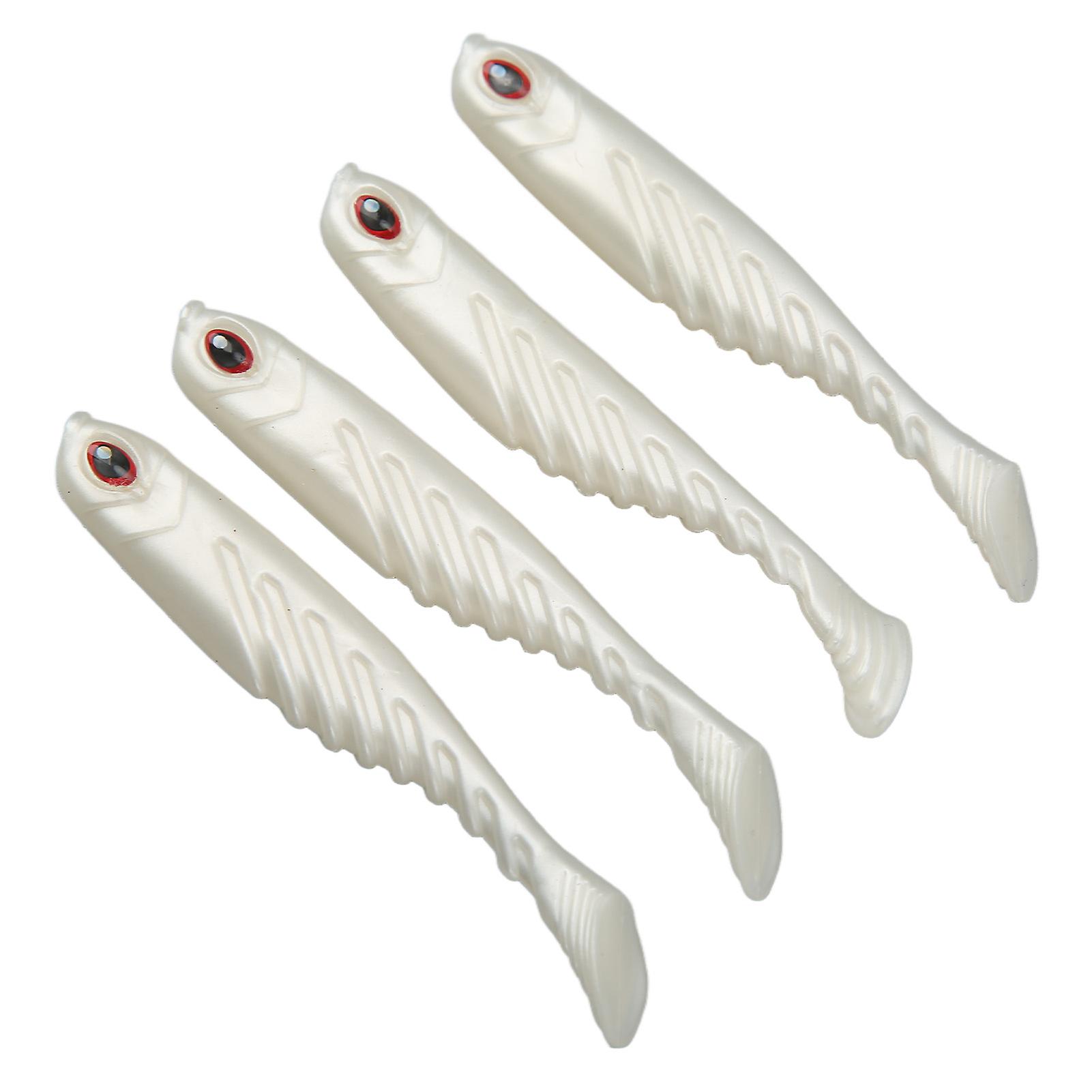 4pcs Soft Bait T Tail Lure Ar48 Swimbait 75mm 3.2g Aritificial Tackle For Fisherman Seawater Freshwater Fishingpearl White