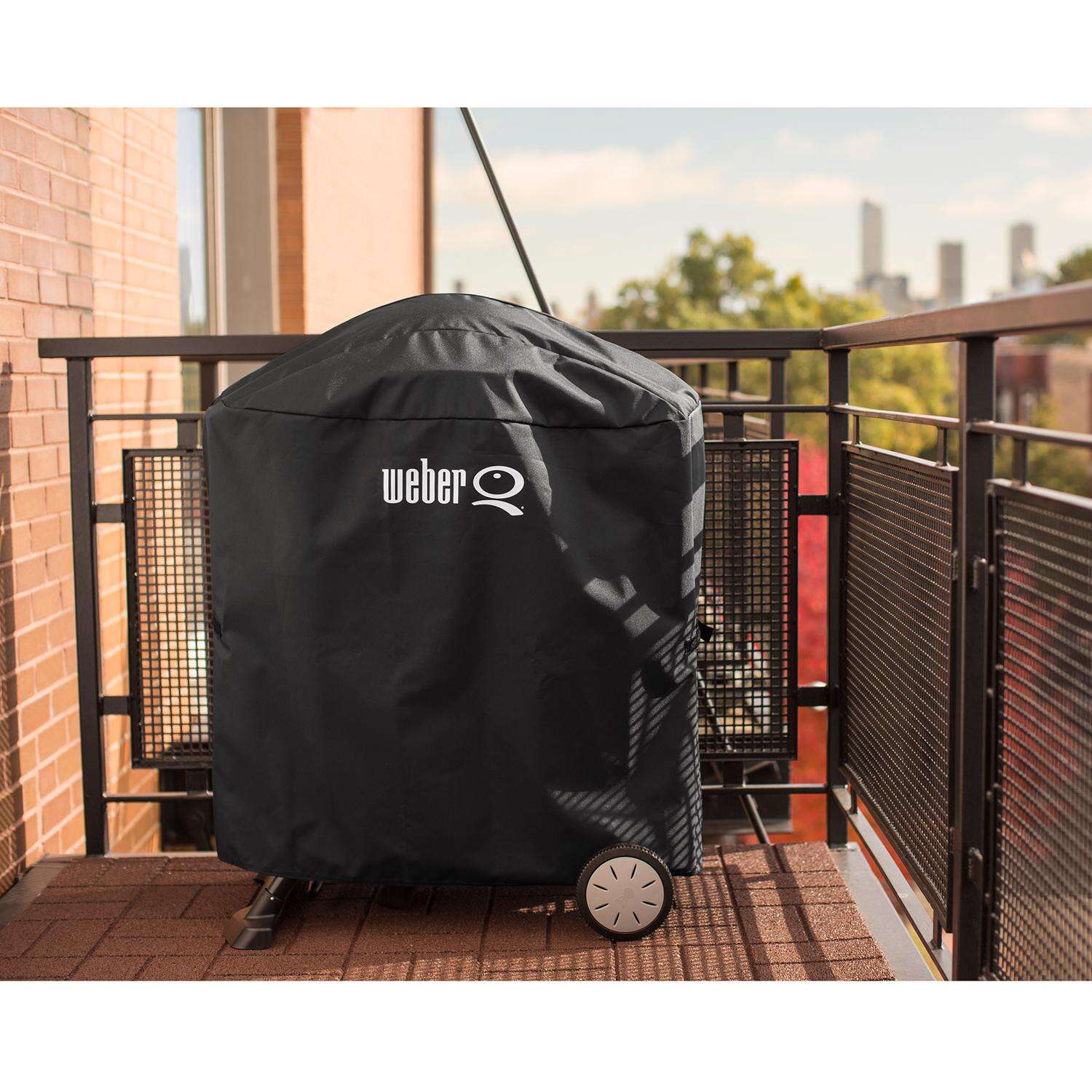 Weber Q100/1000 and Q200/2000 w/Portable Cart Black Grill Cover