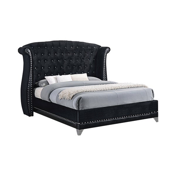 Aubrey Black 4-piece Upholstered Bedroom Set - - 33987918