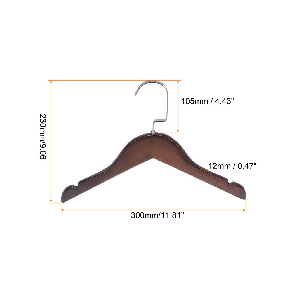 2pcs Retro Wooden Clothes Hangers with Stainless Steel Hook