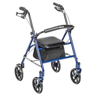 Drive Medical Four Wheel Rollator Rolling Walker with Fold Up Removable Back Support Blue 10257bl-1