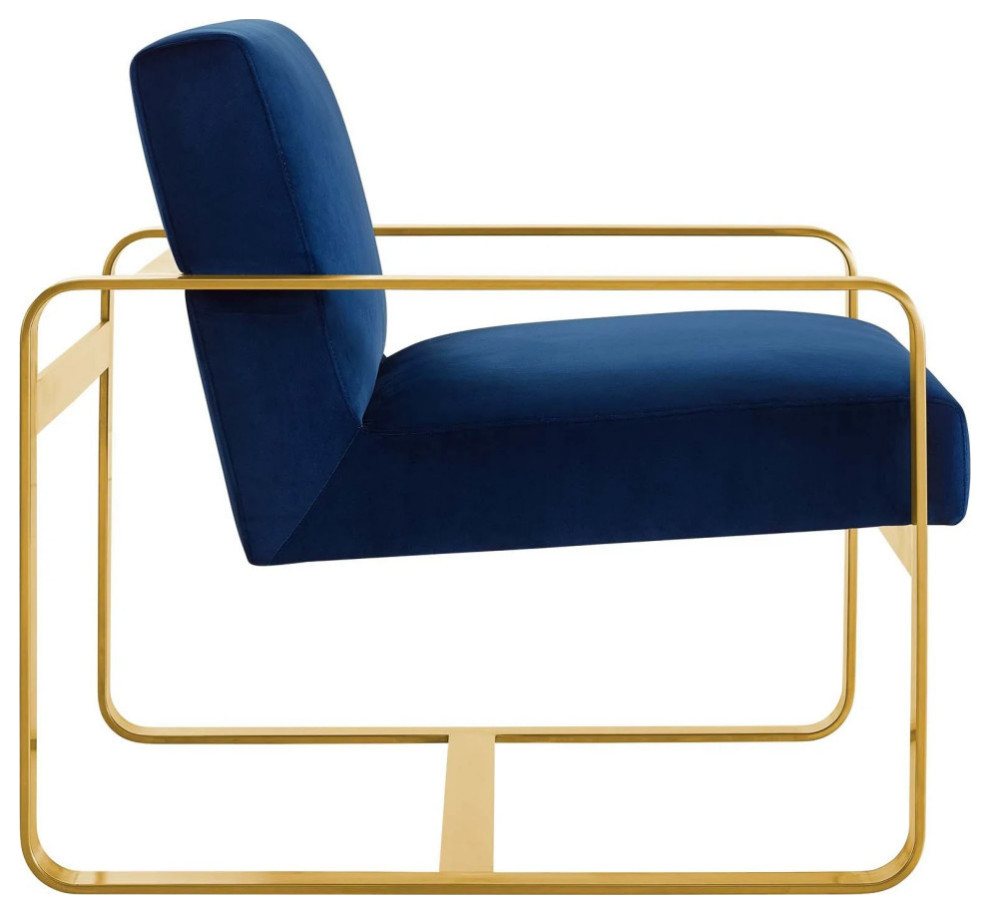 Ophelia Navy Performance Velvet Armchair   Modern   Armchairs And Accent Chairs   by Rustic Home Furniture Deco  Houzz