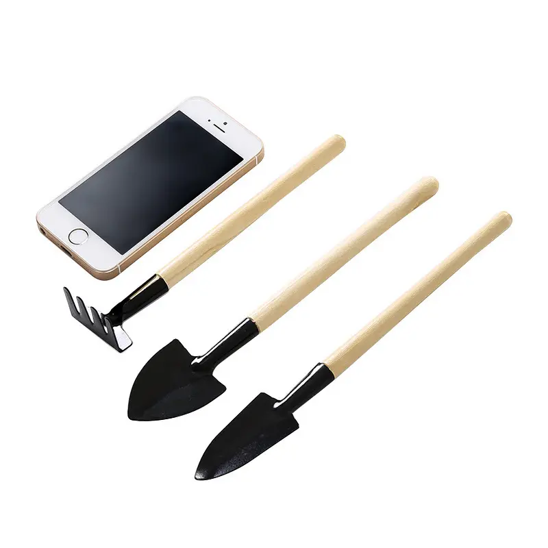 Mini Garden Hand Planting Tools Small Shovel Rake Spade Wood Handle Planting Tools Indoor Plant Tools