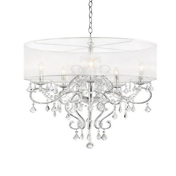 Benjara BM240301 Ceiling Lamp with Hanging Crystal...