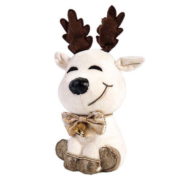 10 White and Gold Deer Christmas Figurine Decoration