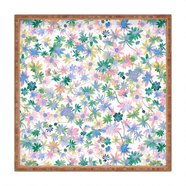 Ninola Design Daisies Spring Bloom Square Bamboo Tray Deny Designs