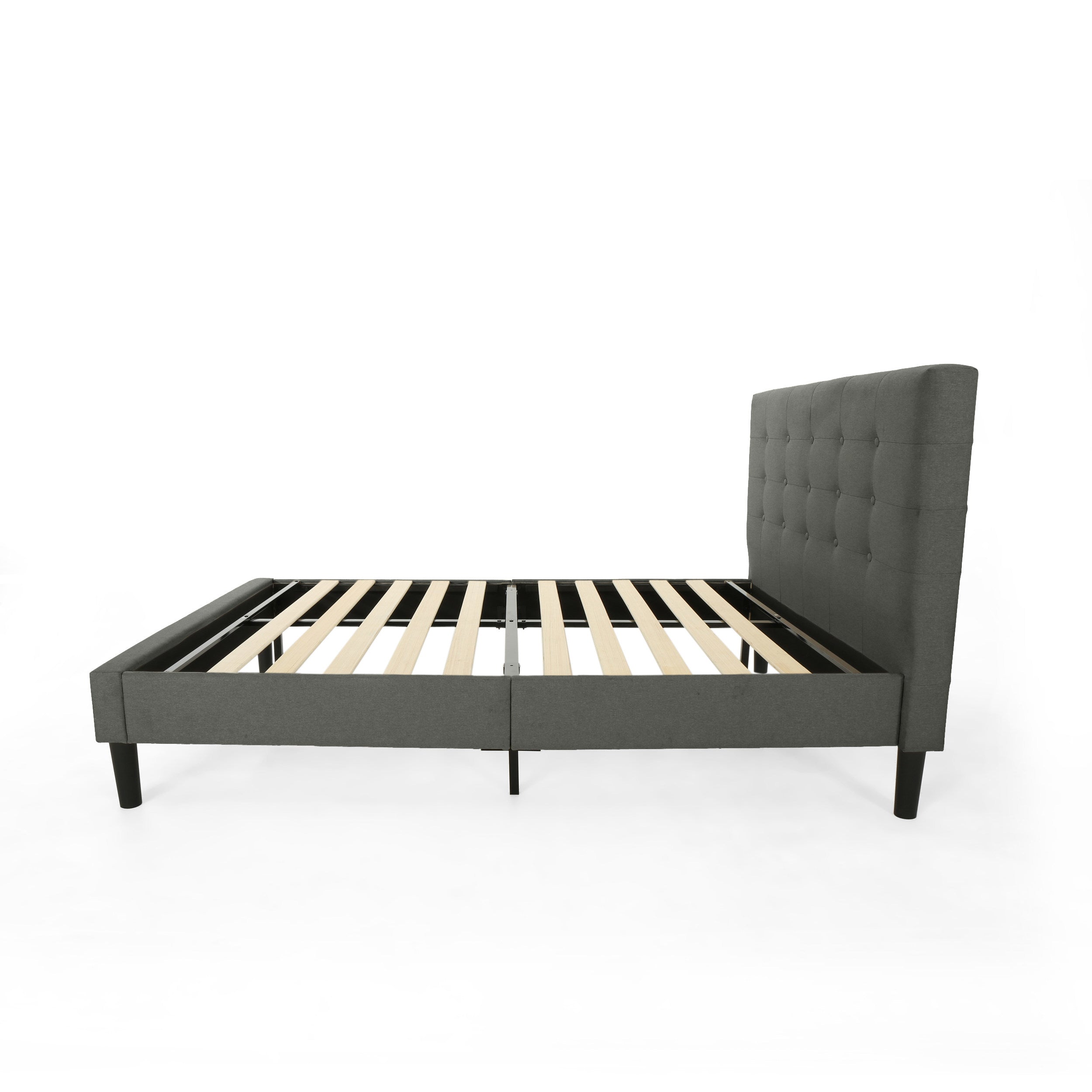 Gloria Fully-Upholstered Queen-Size Platform Bed Frame, Modern, Contemporary, Low-Profile