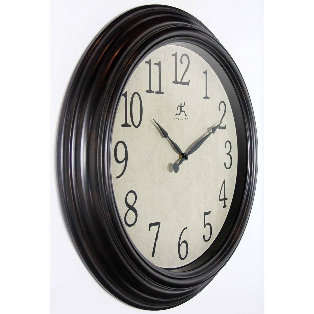 Classic Indoor Bevelled Framed Wall Clock Black brown Infinity Instruments