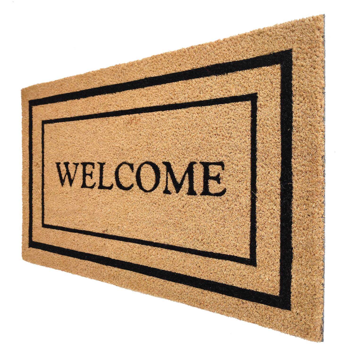 First Concept 30 in. L X 18 in. W Black/Brown Welcome Coir Door Mat