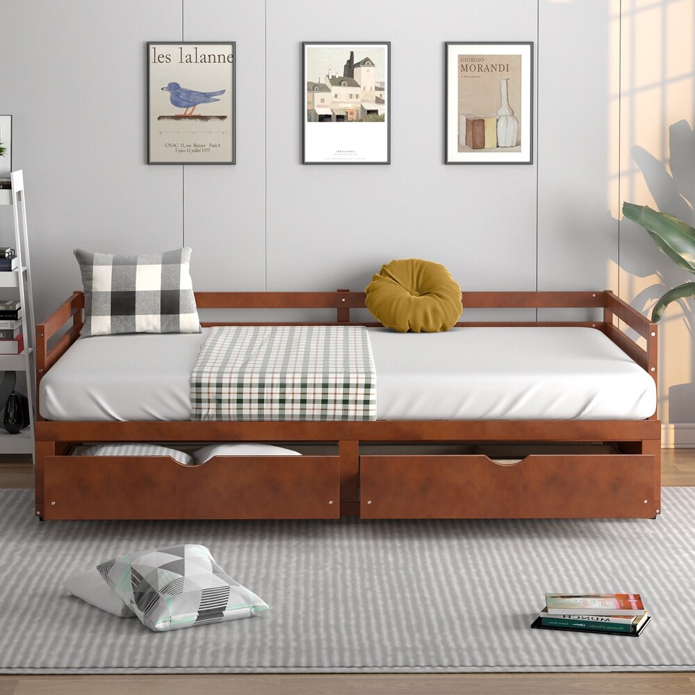 Costway Twin to King Daybed with 2 Drawers Wooden Sofa Bed for   See Details