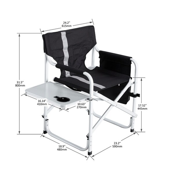 2-piece Folding Chair with Side Table and Storage Pockets，Lightweight Chair for Outdoor Camping - Overstock - 37530903