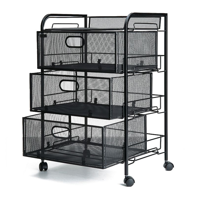 Mind Reader Metal Rolling File Cart With Drawers