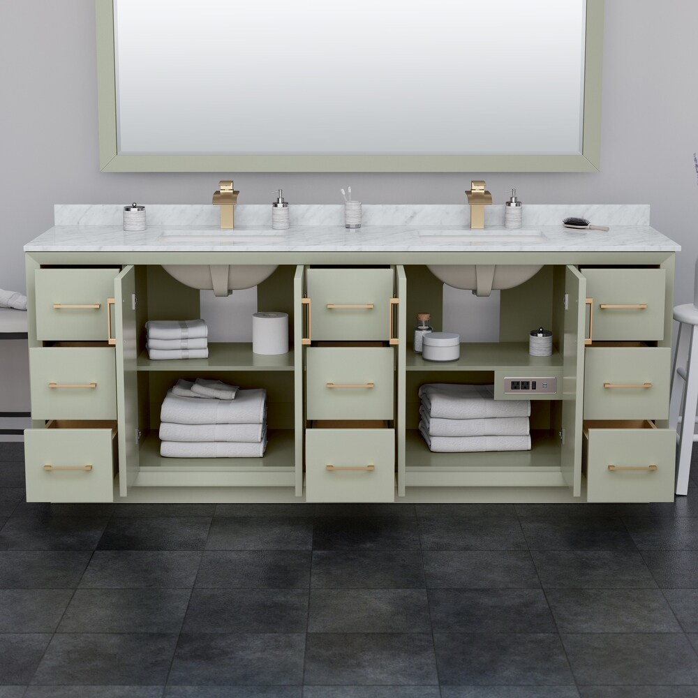 Strada 84 inch Double Vanity  Quartz Top  70 inch Mirror