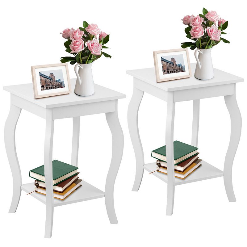 Set of 2 Side Table Sofa Table Night Stand with Shelf