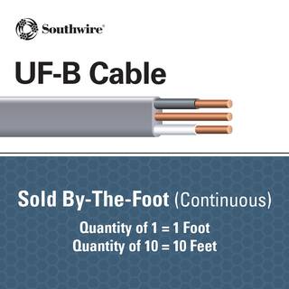 Southwire (By-the-Foot)102 Gray Solid CU UF-B WG Wire 13056799