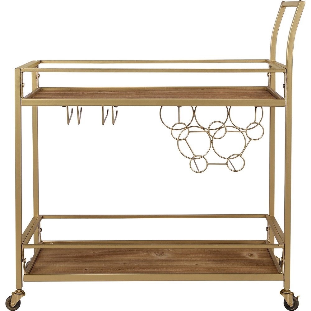 FirsTime   Co. Francesca Bar Cart  Metal Frame  Wood/Glass Top