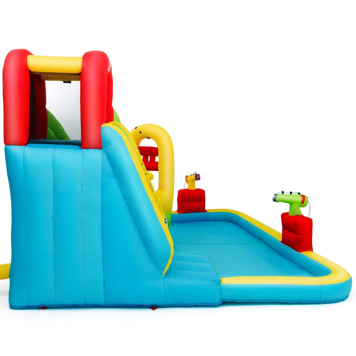 BOUNTECH 7-in-1 Giant Water Slide Bouncer Park with Tunnel & 2 Water Cannons