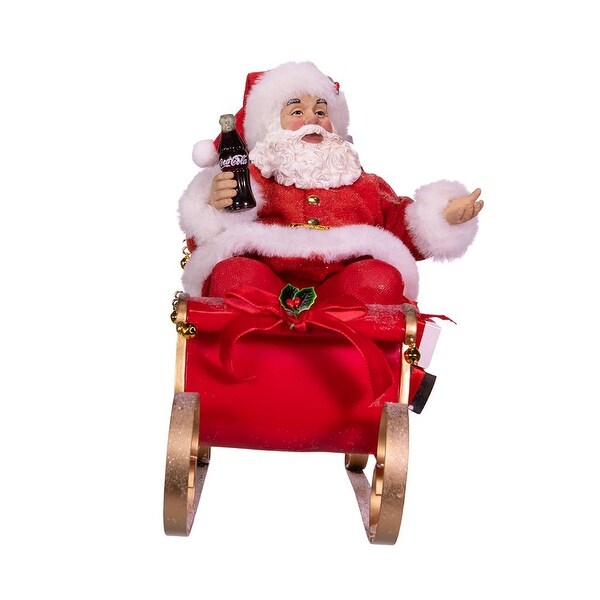 Kurt Adler 10Inch CocaCola Santa in Sleigh Table Piece