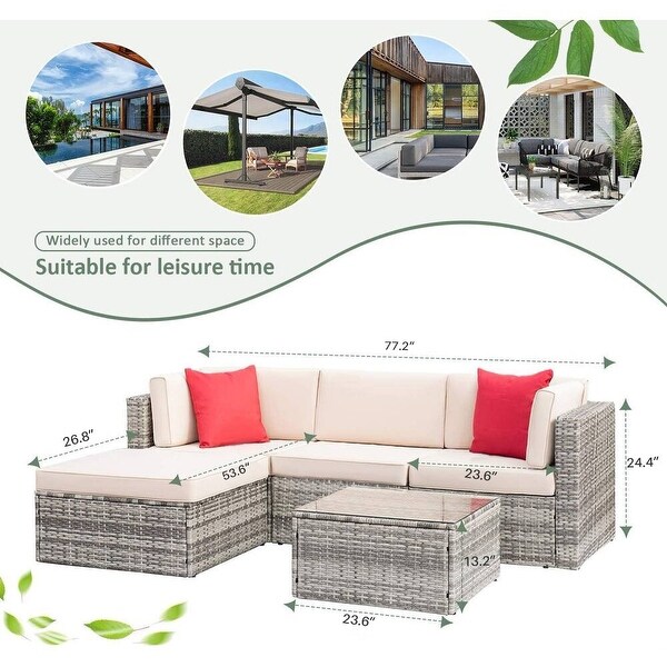 Homall 5 Pieces Wicker Patio Furniture Sets Rattan Outdoor Sectional Sofa