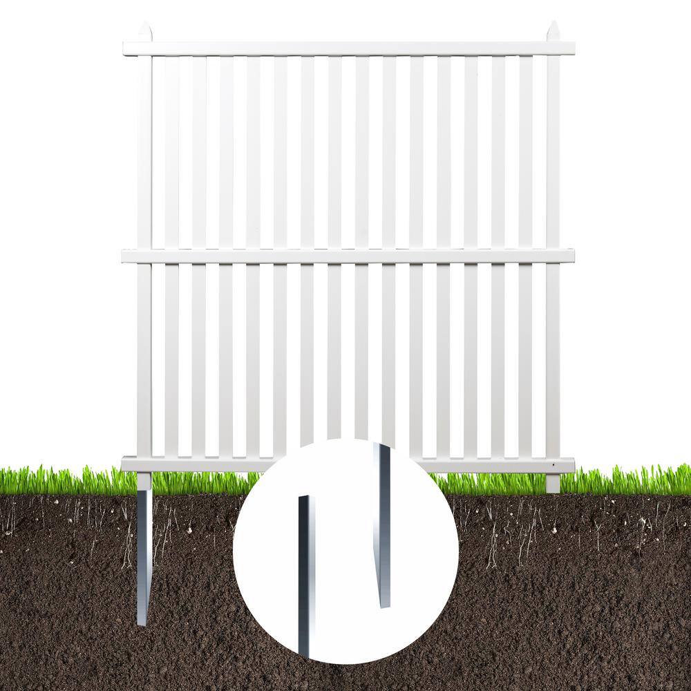 NEUTYPE 4 ft. x 4 ft. White Vertical Stripe Flat Top Vinyl Fence Panel HD-A-YP01002