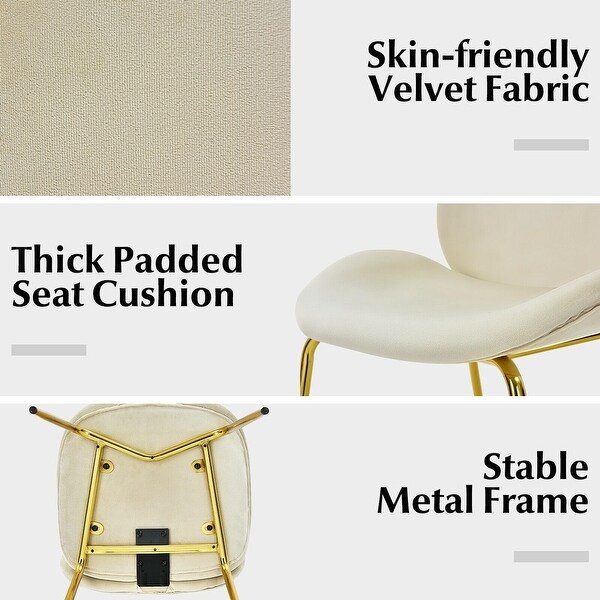 Set of 2 Velvet Accent Chairs with Gold Metal Legs - 19