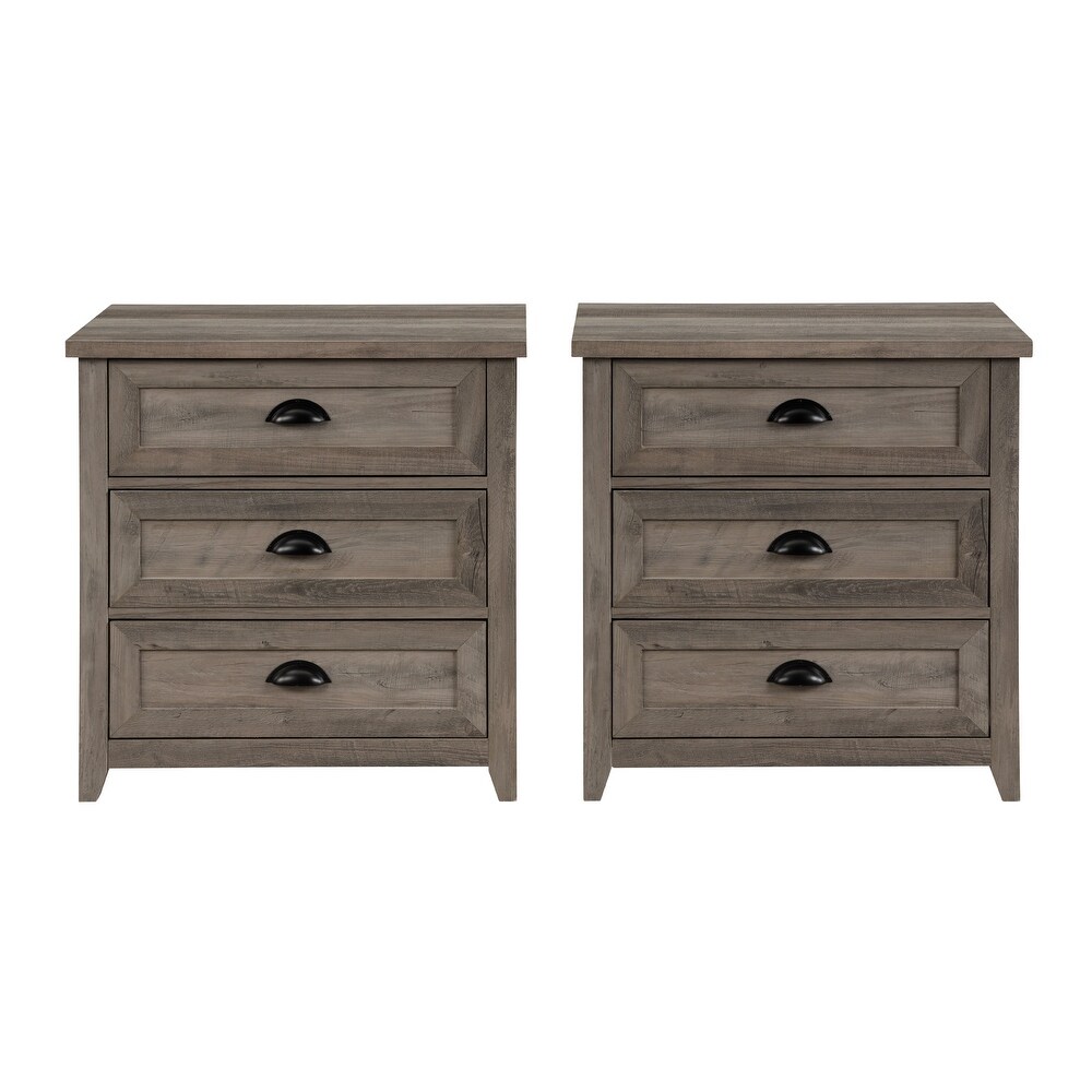 Middlebrook 3 Drawer Farmhouse Nightstands  Set of 2