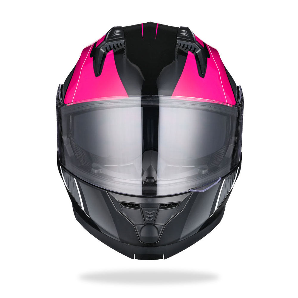 AHR RUN-M3 Modular Helmet Flip Up DOT 2-Visors Black Pink